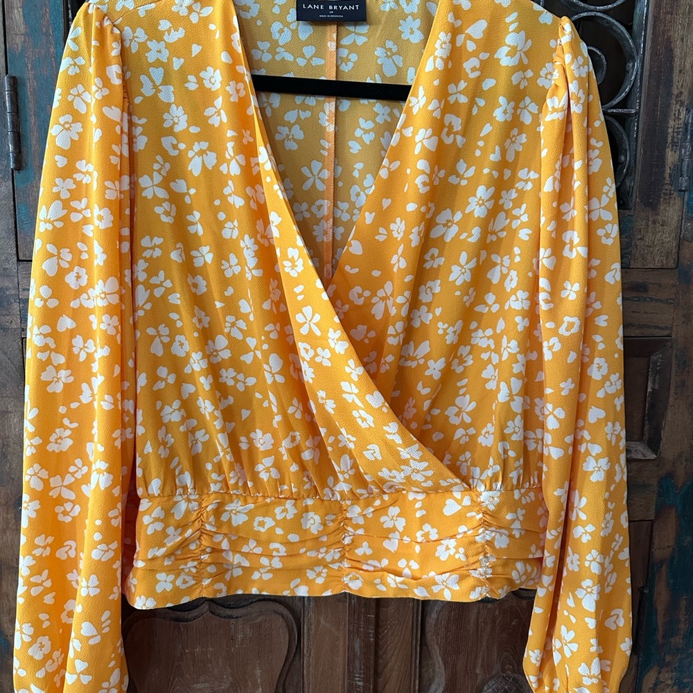 Lane Bryant Yellow Floral Blouse